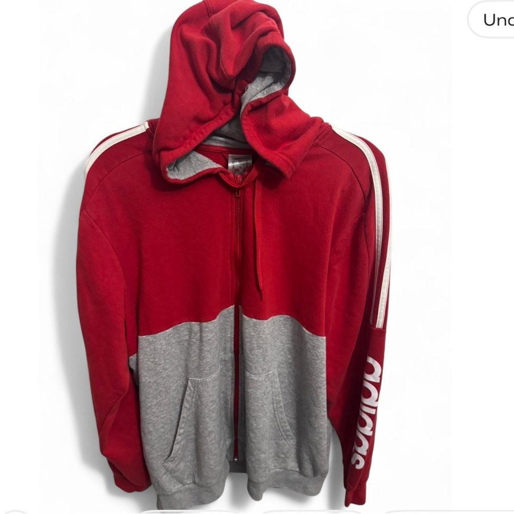 Adidas Red and Gray Men's Sweater - Picture 3 of 8
